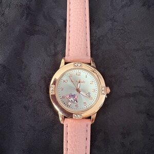 Sanrio My Melody Pink Strap Quartz Watch | Rose Gold Tone 30mm Cute Kawaii